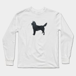 Husky Black Silhouette Art Long Sleeve T-Shirt